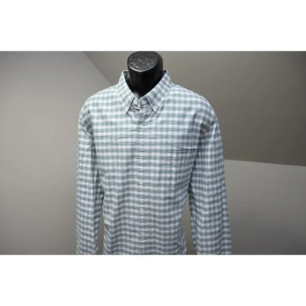 J‎ Crew Flex Oxford Slim Fit Dress Shirt Plaid Button Up Mens Sz 2XL XXL